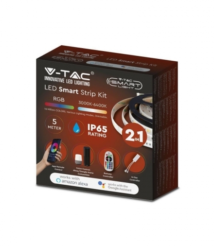 Taśma LED V-TAC Zestaw RGBW CCT SMD5050/54 28W IP65 Alexa Smart VT-5050 RGB+2700K-6400K 280lm 3 Lata Gwarancji