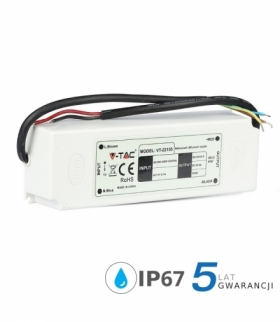 Zasilacz LED V-TAC 150W 12V 12.5A IP67 Hermetyczny Filtr EMI VT-22155 5 Lat Gwarancji
