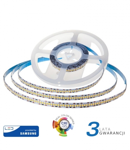 Taśma LED V-TAC SAMSUNG CHIP 2835 1200LED 24V IP20 CRI95+ 10mb 18W/m VT-10 3000K 1500lm 3 Lata Gwarancji