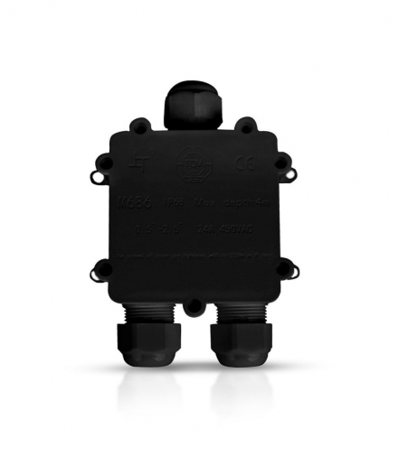 Puszka Złącze kablowe, mufa Hermetyczna Czarna Trójnik 5Pin 0.5-2,5mm2 Średnica kabla 8-12mm IP68 V-TAC VT-870