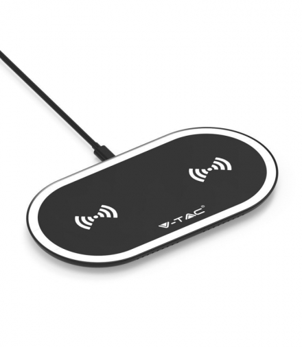 Ładowarka Indukcyjna V-TAC podwójna 2x5W 3A USB Czarny/Biały VT-1213