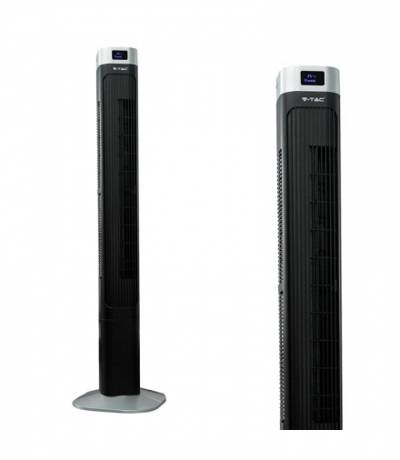 Wentylator Wieżowy kolumnowy V-TAC z wyświetlaczem temperatury i pilotem 55W 120cm Czarny VT-5546