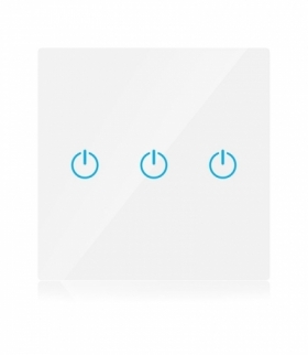 Włącznik Szklany WiFi V-TAC Potrójny Biały Amazon Alexa, Google Home, Nest VT-5005