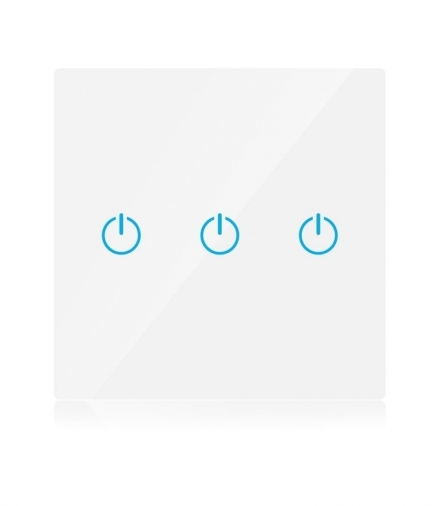 Włącznik Szklany WiFi V-TAC Potrójny Biały Amazon Alexa, Google Home, Nest VT-5005