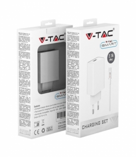 Ładowarka V-TAC Micro USB z Przewodem Biała VT-5371
