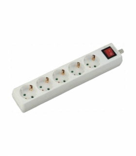 Przedłużacz 5 gniazd z włącznikiem V-TAC (3G 1.5MM2 X 5M) Biały VT-1115