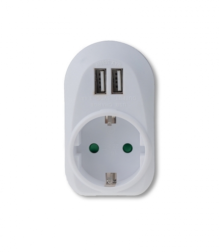 Adapter do gniazda 2x USB 2,1A V-TAC Biały VT-1044