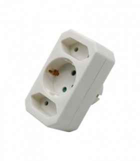 Rozgałęźnik 2 wtyczki płaskie 2.5A i 1 gniazdo 16A White V-TAC VT-1053