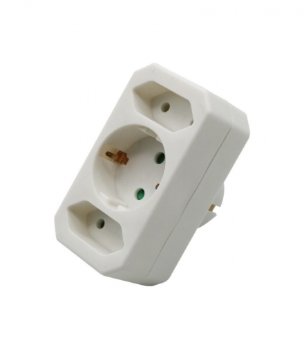 Rozgałęźnik 2 wtyczki płaskie 2.5A i 1 gniazdo 16A White V-TAC VT-1053