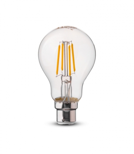 Żarówka LED B22 4W A60 Filament, Klosz Transparentny, Chip SAMSUNG, Ciepła, Barwa:3000K, Trzonek:B22 V-TAC 106