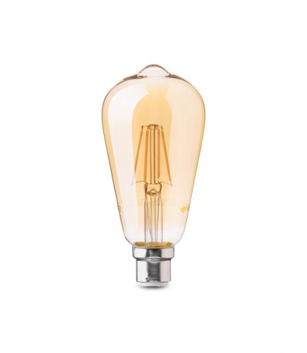 Żarówka LED B22 4W Filament ST64/ Klosz Bursztynowy, Super Ciepła (barwa zachód słońca), Barwa:2200K, Ściemniana, Trzonek:B22 V-TAC 7420