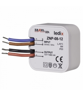 Zasilacz LED dopuszkowy 12V DC 8W