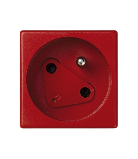 Gniazdo wtyczkowe pojedyncze K45 DATA z bolcem uziemiającym 16A 250V zaciski śrubowe 45×45mm czerwony KS02/6