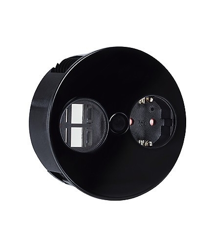 Gniazdo do blatu schuko + 2 puste moduły Keystone Twist Czarny Mat