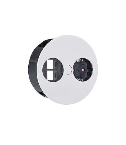 Gniazdo do blatu schuko + 2 puste moduły Keystone Twist Biały Mat