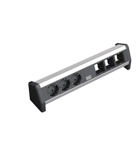 Listwa zasilająca 3 gniazda SCHUKO + 3 puste moduły Bachmann DESK