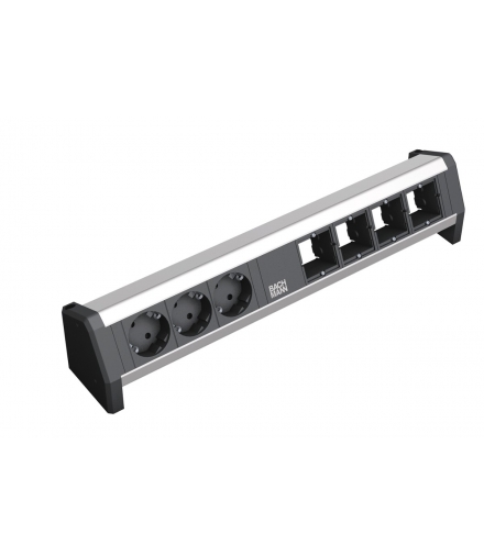 Listwa zasilająca 3 gniazda SCHUKO + 4 puste moduły Bachmann DESK
