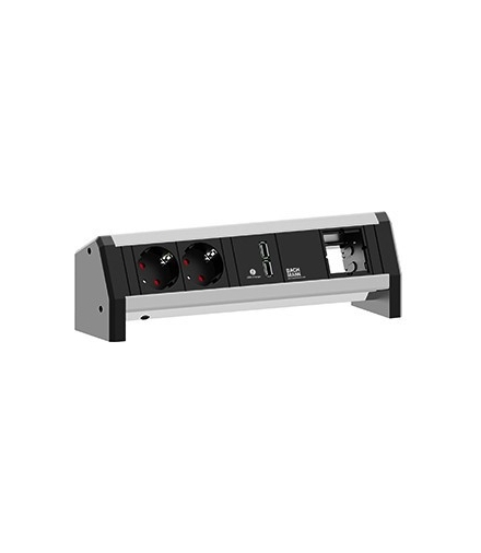 Listwa zasilająca 2 gniazda SCHUKO + ładowarka USB + pusty moduł Bachmann DESK