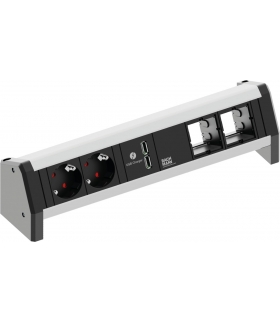 Listwa zasilająca 2 gniazda z uziemieniem + ładowarka USB + 2 puste moduły Bachmann DESK