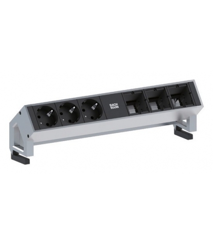 Listwa zasilająca 3 gniazda SCHUKO + 3 puste moduły BACHMANN biała DESK2