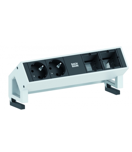 Listwa zasilająca 2 gniazda SCHUKO + 2 puste moduły BACHMANN biała DESK2