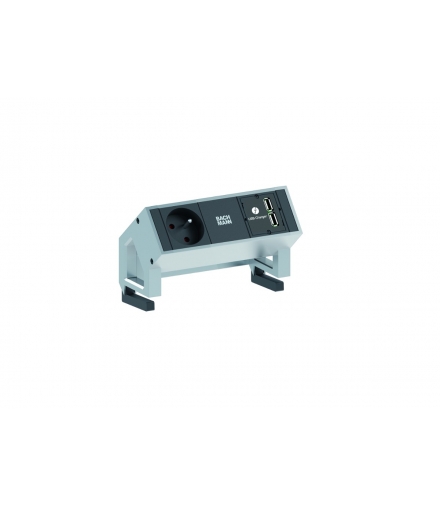 Listwa zasilająca gniazdo z uziemieniem + ładowarka USB BACHMANN biała DESK2
