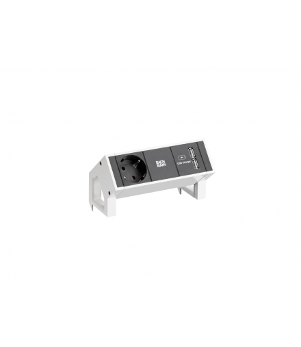Listwa zasilająca gniazdo schuko + ładowarka USB BACHMANN biała DESK2