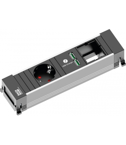 Listwa zasilająca gniazdo schuko + ładowarka USB + pusty moduł POWER FRAME BACHMANN
