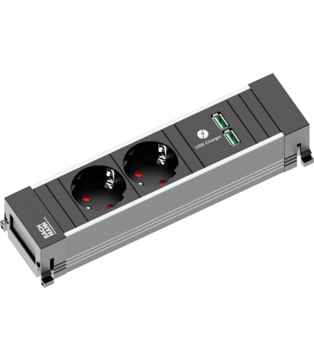 Listwa zasilająca 2 gniazdo schuko + ładowarka USB POWER FRAME BACHMANN