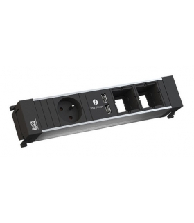 Listwa zasilająca gniazdo z uziemieniem + ładowarka USB + 2 puste moduły POWER FRAME BACHMANN