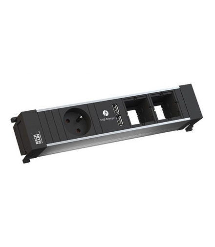 Listwa zasilająca gniazdo z uziemieniem + ładowarka USB + 2 puste moduły POWER FRAME BACHMANN