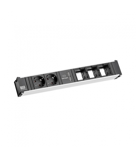 CONI Listwa zasilająca 2 gniazda schuko + ładowarka USB + 3 puste moduły BACHMANN