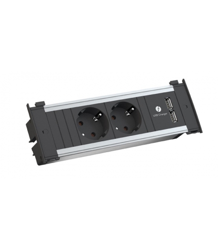 KAPSA S Listwa zasilająca 2 gniazda schuko + ładowarka USB BACHMANN