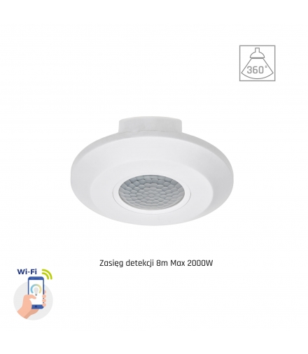 Inteligentny czujnik ruchu PIR SMART 360st 2kW zasięg 8m 1-10V natynkowy IP20 230V Spectrum SMART