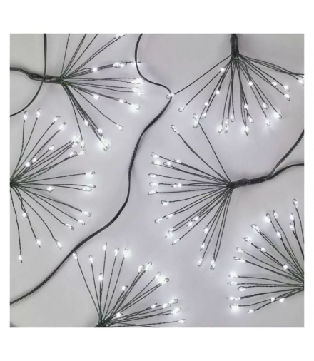 Dekoracje - 300 LED 5,2 m nano łezki frędzle zimna biel, zielony przewód, IP20, timer D3AC09