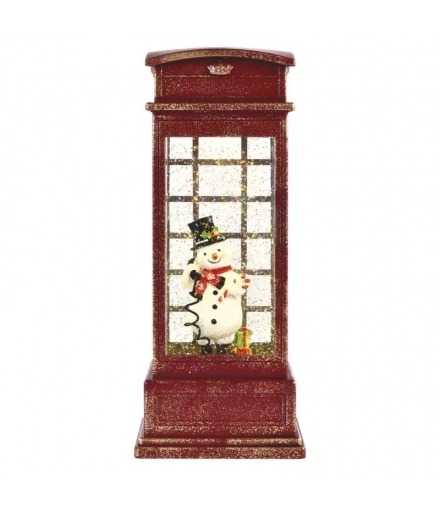 Budka telefoniczna z bałwankiem 10x25 cm, 3x AA ciepła biel, IP20, timer DCLW18