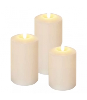 Świece woskowe LED 9x AAA, 10/12,5/15 cm, vintage, IP20, timer, kpl. 3 szt DCCV15