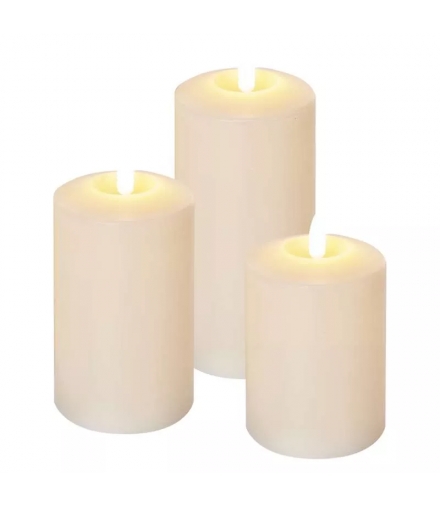 Świece woskowe LED 9x AAA, 10/12,5/15 cm, vintage, IP20, timer, kpl. 3 szt DCCV15