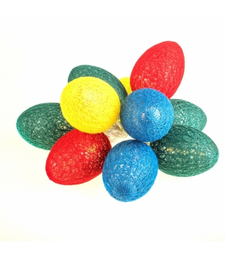 BAWEŁNIANE JAJKA WIELKANOCNE LED KOLOROWE Eko-Light EKD3936