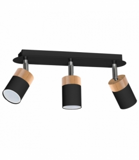 Lampa sufitowa JOKER BLACK/WOOD 3xGU10 Eko-Light MLP6304