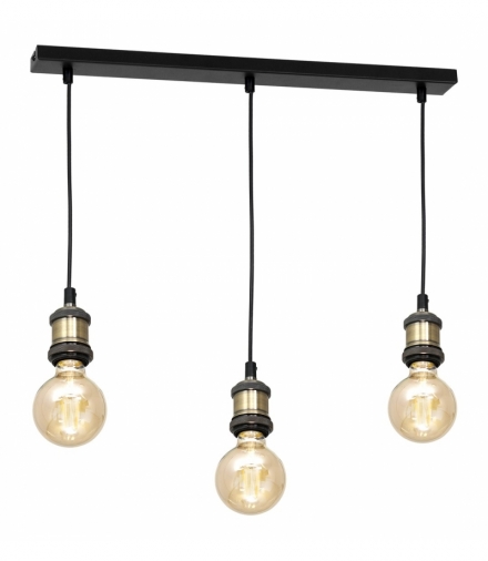 Lampa wisząca EDISON CZARNY/MOSIĄDZ 3xE27 Eko-Light MLP6518