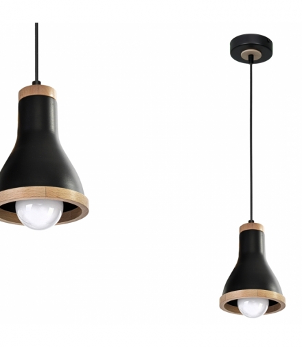 Lampa wisząca HOLLY BLACK / WOOD 1xE27 60W Eko-Light MLP6255