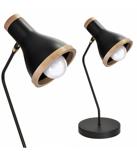 Lampa stołowa HOLLY BLACK / WOOD 1xE27 60W Eko-Light MLP6258