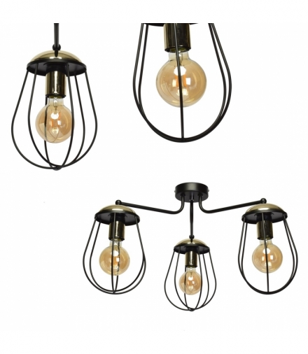 Lampa sufitowa OLIMP BLACK / GOLD 3xE27 60W Eko-Light MLP5745