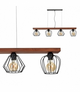Lampa wisząca OZZY BLACK / WOOD 4xE27 60W Eko-Light MLP6253