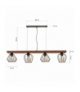 Lampa wisząca OZZY BLACK / WOOD 4xE27 60W Eko-Light MLP6253