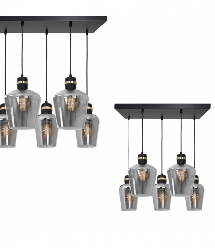 Lampa wisząca RICHMOND BLACK / GOLD 5xE27 Prostokąt Eko-Light MLP6543