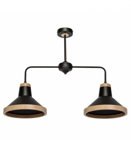 Lampa sufitowa SALMA BLACK / WOOD 2xE27 60W Eko-Light MLP6296