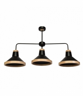 Lampa sufitowa SALMA BLACK / WOOD 3xE27 60W Eko-Light MLP6297