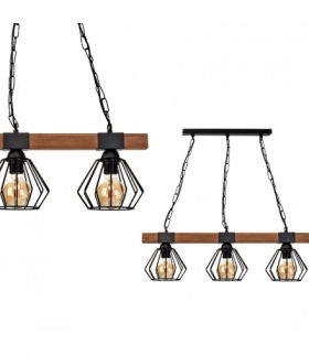 Lampa wisząca ULF BLACK / WOOD 3xE27 60W Eko-Light MLP6193
